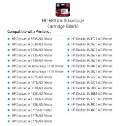 HP 680 Black Original Ink Advantage Cartridge